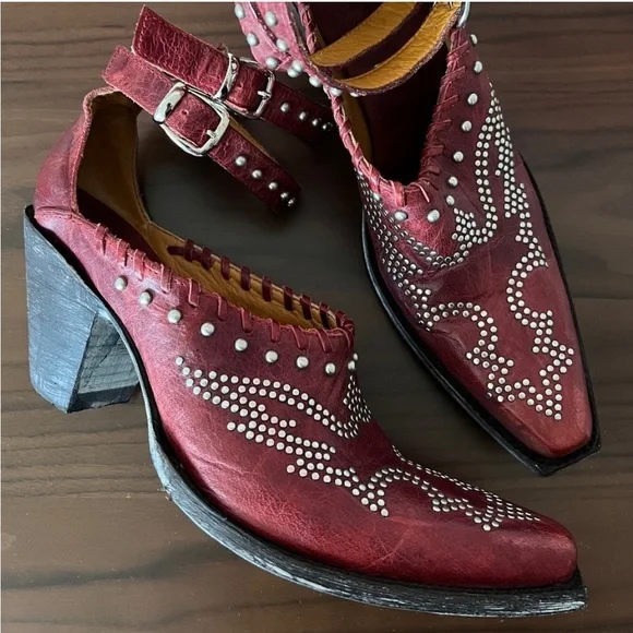 Old Gringo Evangelina Red Leather Cowboy /Western/Biker Boots mules 7 7.5 8 - Picture 4 of 11